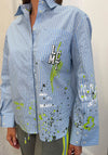 Le Comte Stripped Print Long Sleeve Shirt, Blue