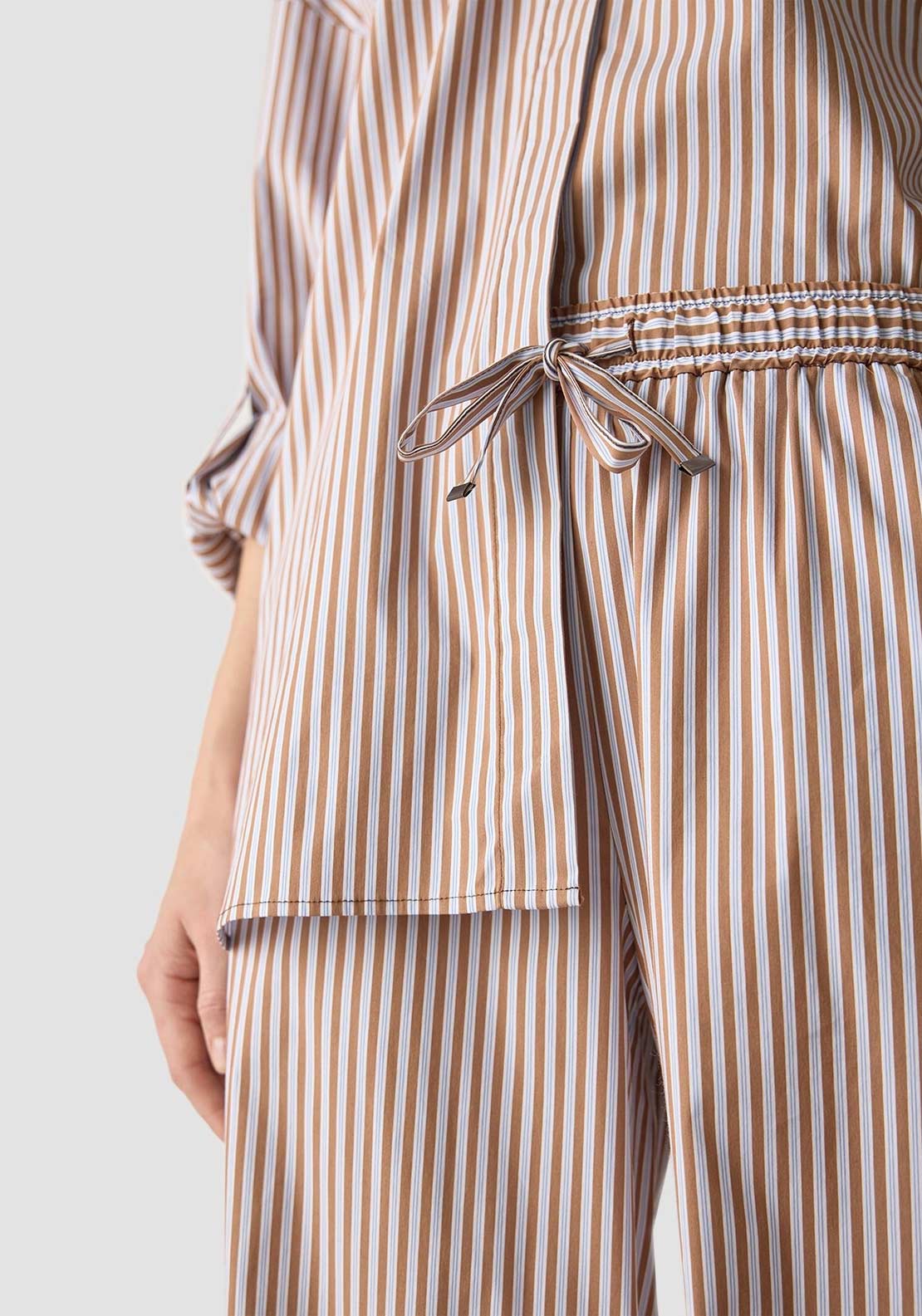 Le Comte Wide Leg Striped Trousers, Brown