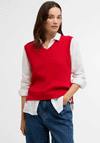 Barbour Womens Hartland Cable Knit Vest, Poppy Red