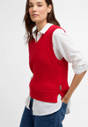 Barbour Womens Hartland Cable Knit Vest, Poppy Red
