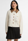 Barbour Alverstone Knitted Cord Collar Cardigan, Cream