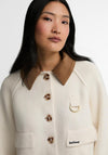 Barbour Alverstone Knitted Cord Collar Cardigan, Cream