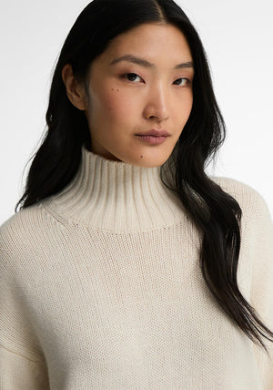 Barbour Wool-Cashmere Blend Funnel Neck Jumper, Cream