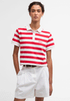 Barbour Womens Ashbourne Striped Polo T Shirt, Red and White