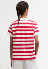 Barbour Womens Ashbourne Striped Polo T Shirt, Red and White