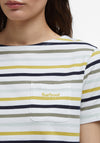 Barbour Bradley Striped T-Shirt, White and Green