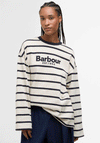 Barbour Maeve Embroidered Striped Top, Beige