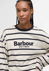 Barbour Maeve Embroidered Striped Top, Beige