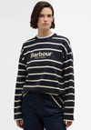Barbour Maeve Embroidered Striped Top, Navy