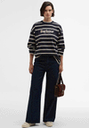 Barbour Maeve Embroidered Striped Top, Navy