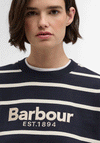 Barbour Maeve Embroidered Striped Top, Navy