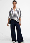 Barbour Womens Inez Stripe Collar Top, Cream and Navy