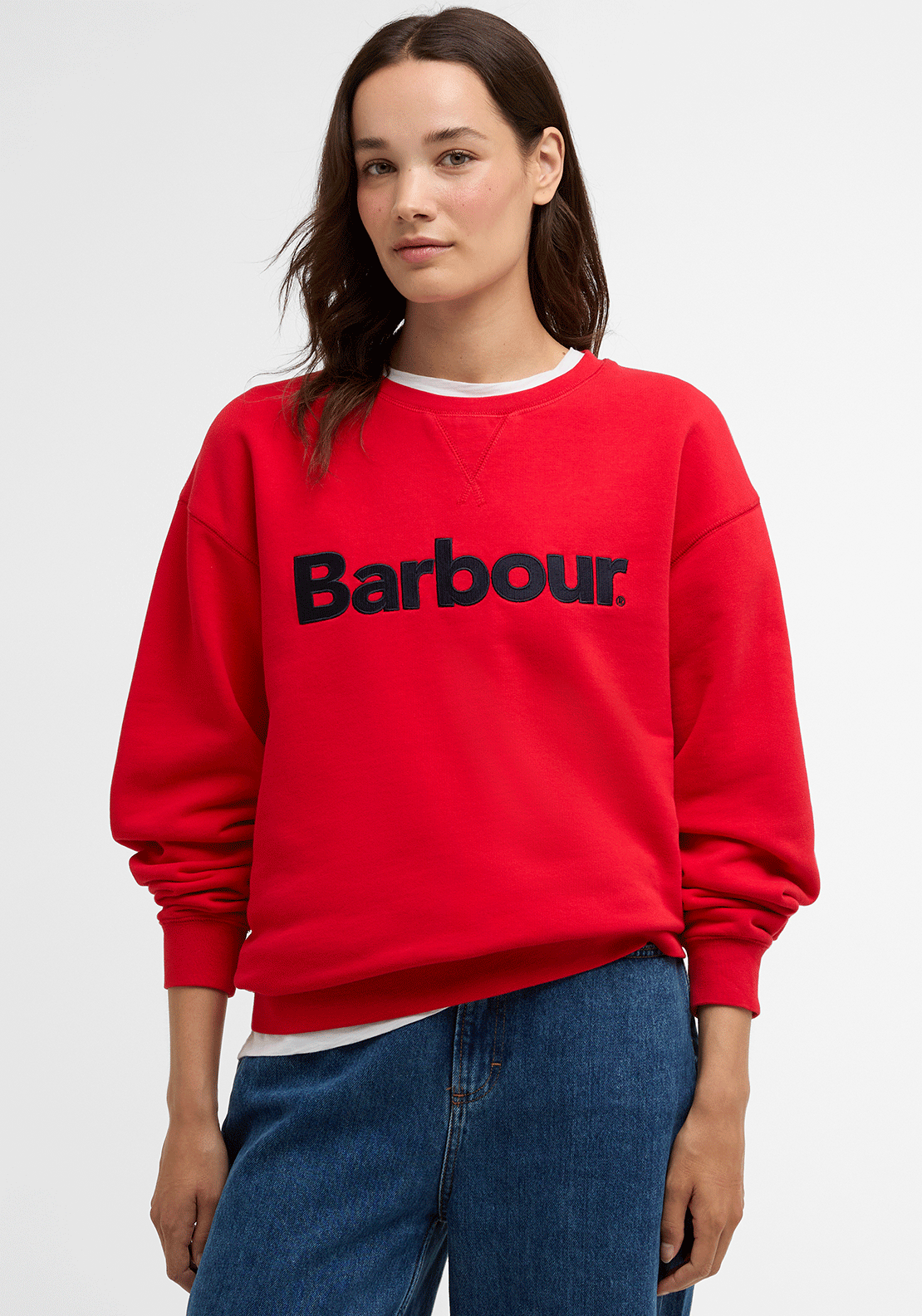 Barbour Womens Hartland Embroidered Sweatshirt, Red