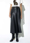 Lola Casademunt Pleated Faux Leather Skirt, Black