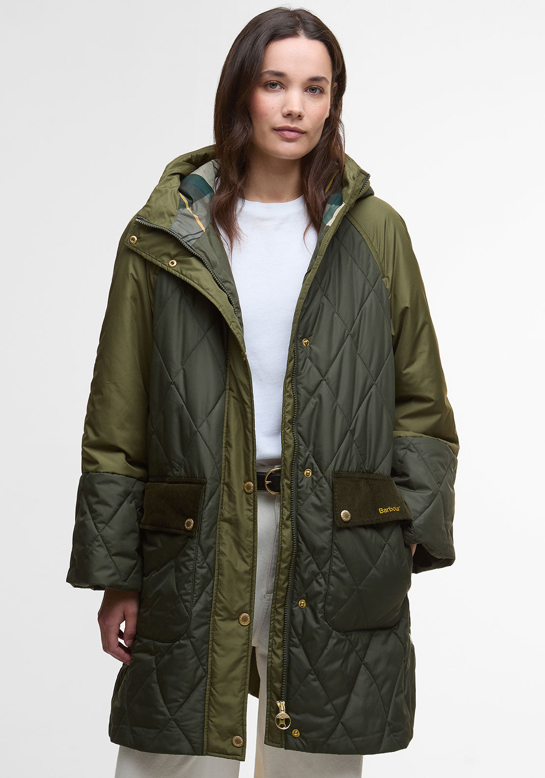 Barbour Womens Elspeth Long Quilted Coat, Green