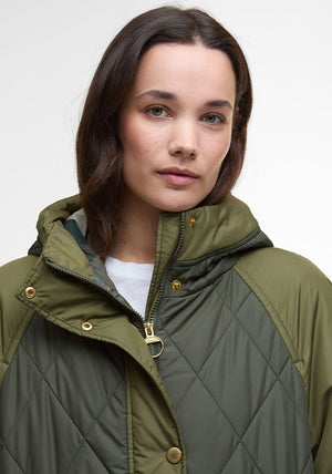 Barbour Womens Elspeth Long Quilted Coat, Green