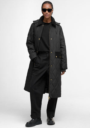 Barbour Womens Meridith Long Quilted Coat, Black