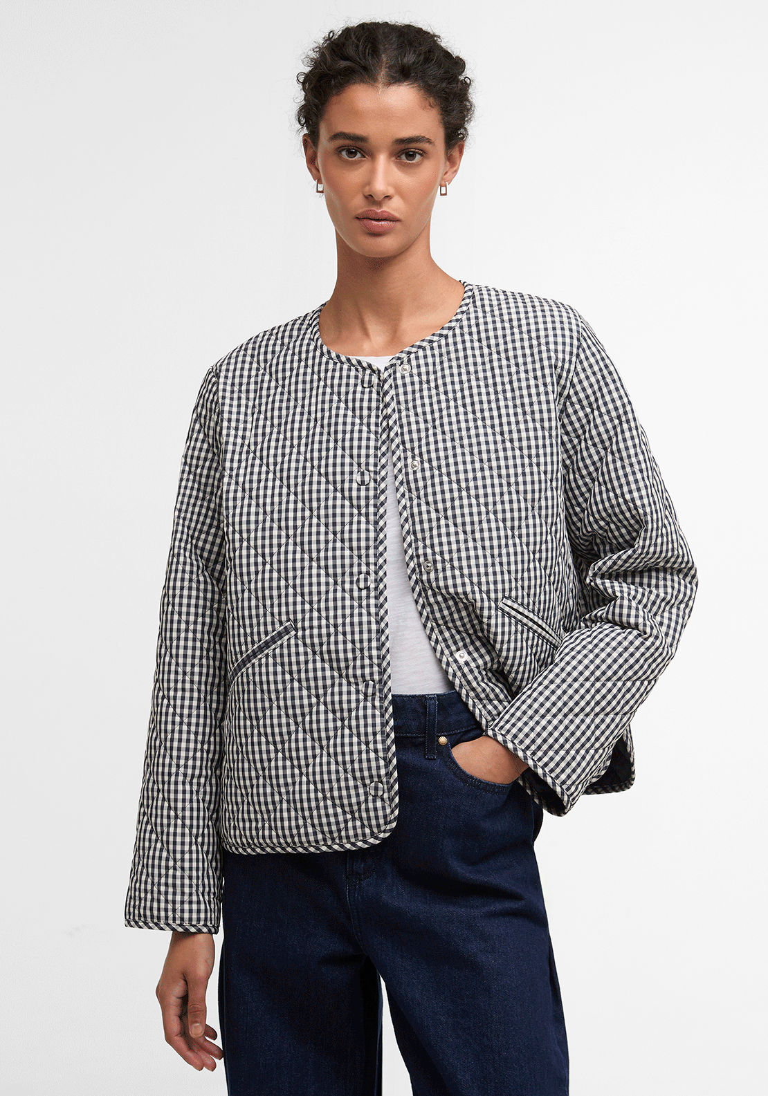 Barbour Womens Cashel Gingham Check Jacket, Navy