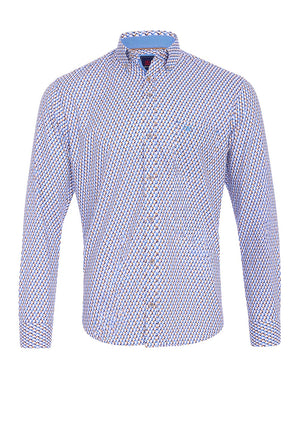 Andre Dodder Geo Pattern Shirt, Beige & Blue Multi