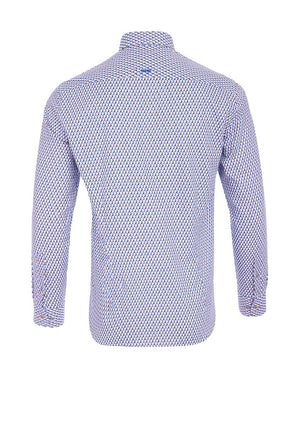 Andre Dodder Geo Pattern Shirt, Beige & Blue Multi