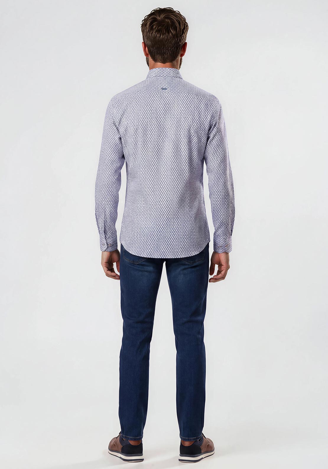 Andre Dodder Geo Pattern Shirt, Beige & Blue Multi