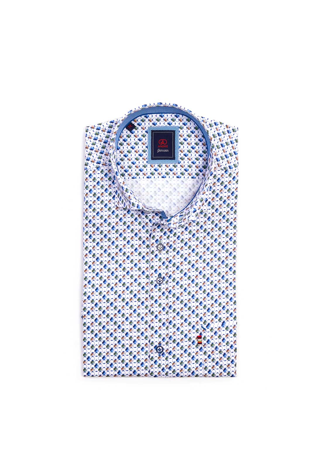 Andre Mainz Bubble Print Long Sleeve Shirt, Green & Blue Multi
