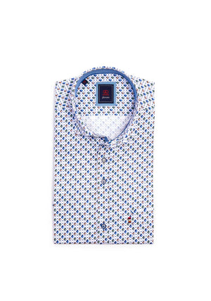Andre Mainz Bubble Print Long Sleeve Shirt, Green & Blue Multi