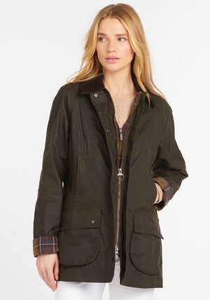 Barbour Womens Beadnell Classic Waxed Jacket, Green