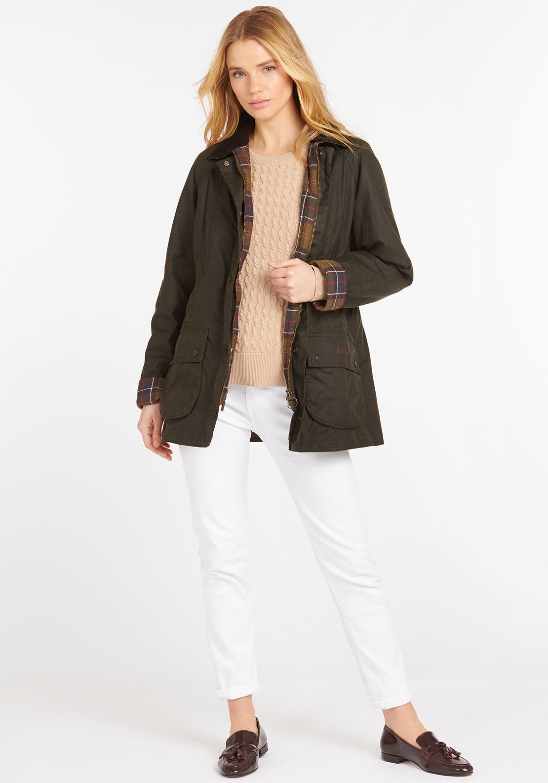 Barbour Womens Beadnell Classic Waxed Jacket, Green
