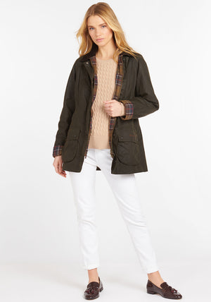 Barbour Womens Beadnell Classic Waxed Jacket, Green