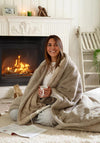 The Lyndon Company Electric Heater Sandringham Faux Throw 130x170cm, Taupe