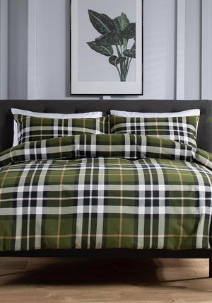 The Lyndon Company Fergus Brushed Cotton Duvet Cover Set, Green