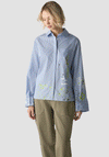 Le Comte Stripped Print Long Sleeve Shirt, Blue