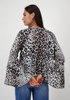 Monari Leopard Print Raglan Sleeve Blouse, Black