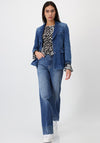 Monari Leopard Print Raglan Sleeve Blouse, Black