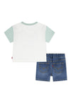 Levi’s Baby Boy Palm Tree Tee and Short Set, Cream Multi