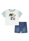 Levi’s Baby Boy Palm Tree Tee and Short Set, Cream Multi