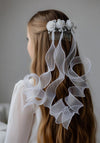 Little People Floral Ribbon Communion Headpiece, White