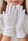 Little People Pearl Floral Communion Gloves, White
