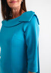 Lizabella Bow Detail Collar Pencil Midi Dress, Teal Blue