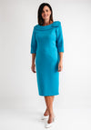 Lizabella Bow Detail Collar Pencil Midi Dress, Teal Blue