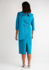 Lizabella Bow Detail Collar Pencil Midi Dress, Teal Blue