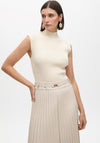 Lola Casademunt Faux Leather Pleated Dress, Beige