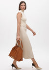 Lola Casademunt Faux Leather Pleated Dress, Beige