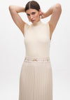 Lola Casademunt Faux Leather Pleated Dress, Beige