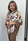 Serafina Collection Leaf Print Scarf, Beige