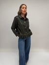 Malissa J One Size Faux Leather Jacket, Green