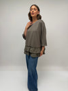 Malissa J One Size Trim Detail Top, Grey