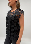 Malissa J One Size Mesh with 3D Disc Detail Tank Top, Black