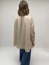 Malissa J One Size Button Up with Rhinestone Detail Shirt, Stone